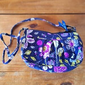 Vera Bradley Purse, Shoulder Bag, Blue and Purple Floral Nightingale, Quilted